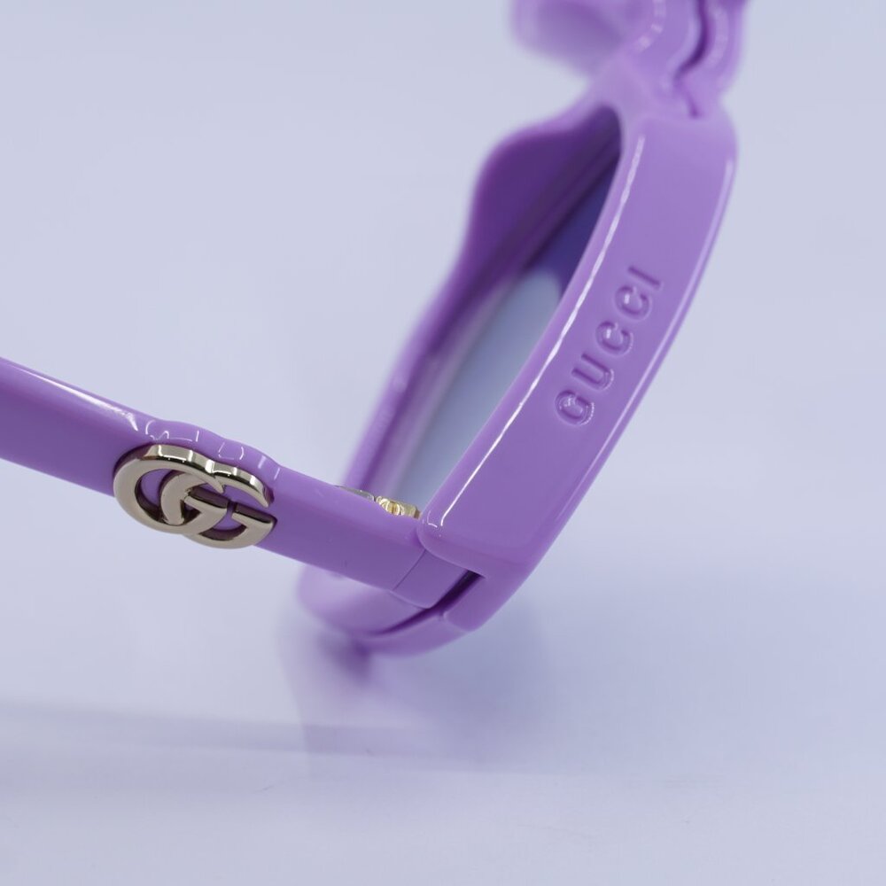 🕶️ New Gucci GG1542S 002 Sunglasses - Lilac Frame, Clear/Blue Lenses - Picture 6 of 12